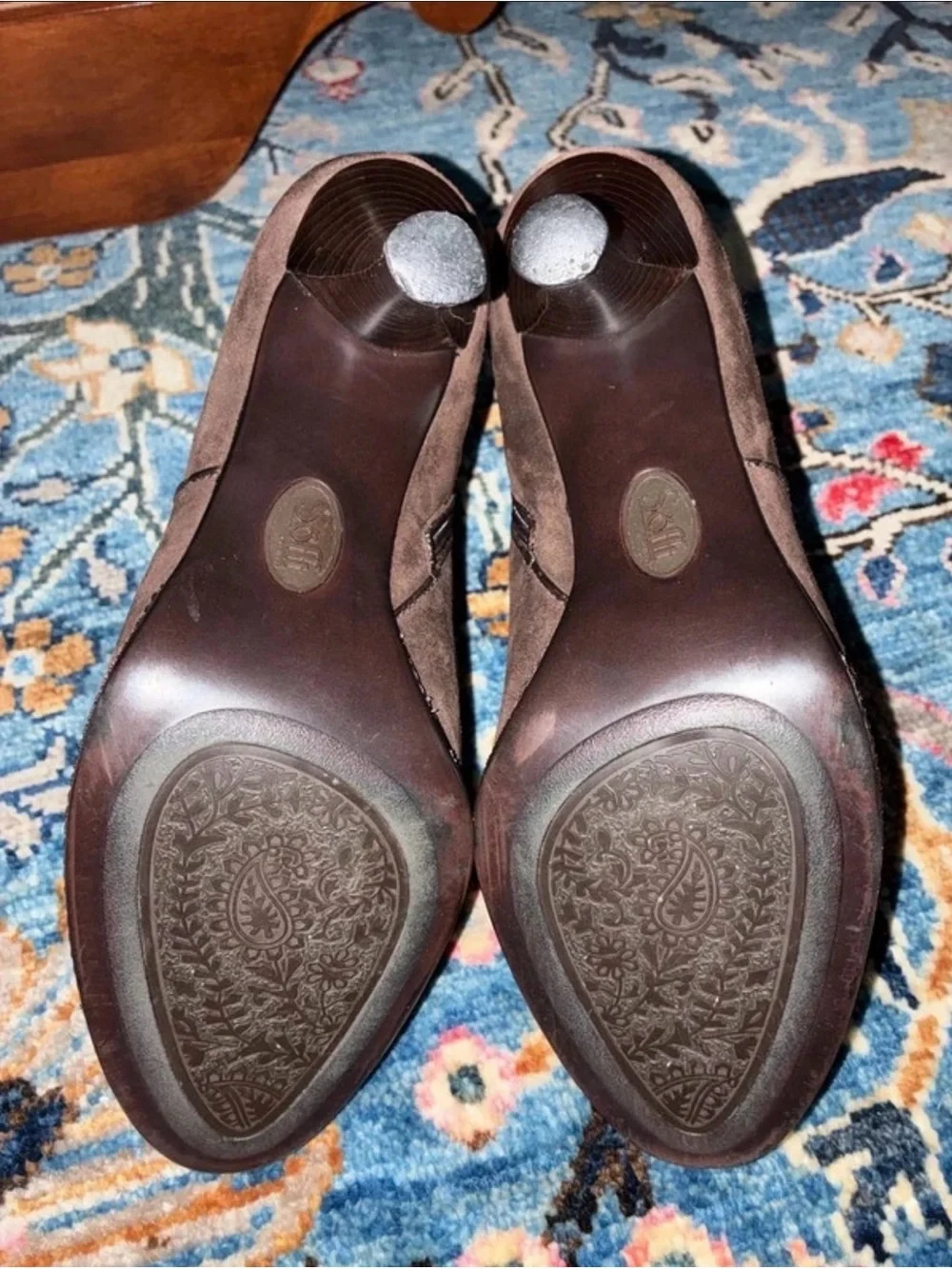 Sofft Brown Leather Suade Healed Bootie